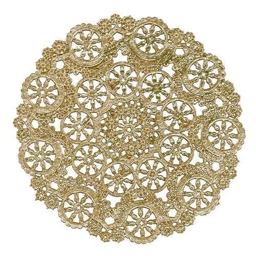 Royal Lace  Medallion Round Foil Doilies, Gold, 10-Inch, Pack of 8 (B26511)