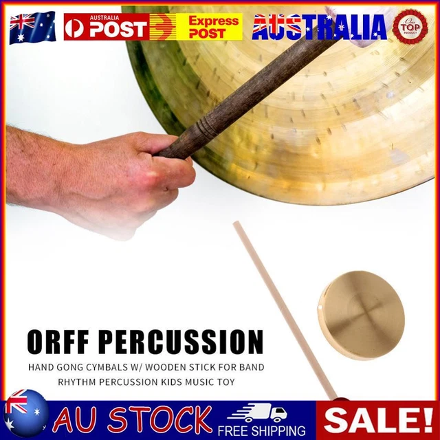 21cm Hand Gong Copper Cymbals with Wooden Stick for Band Rhythm Kids Music Toy