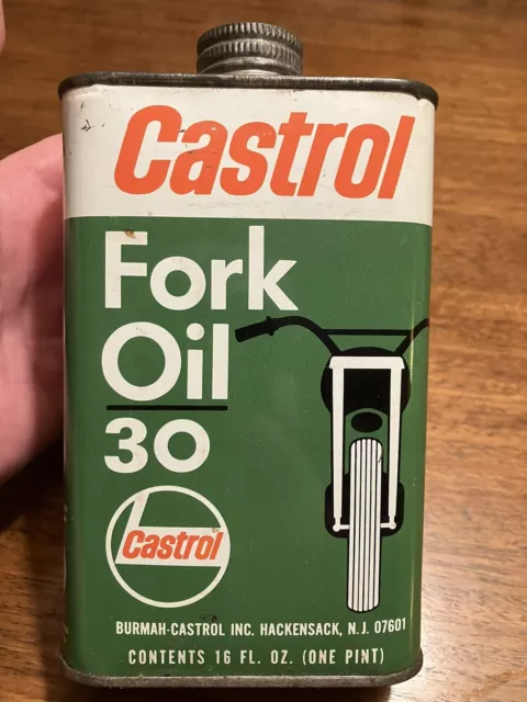 Vintage Castrol Fork Oil Tin Can Grade 30 for Motorcycles No UPC Label 1 pint