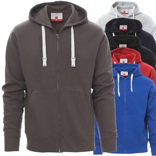 Payper PORTLAND Felpa Uomo con Cappuccio Tasche a Marsupio Con Zip intera Cotone