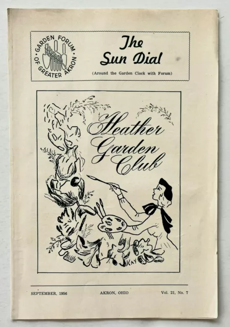 1956 Sun Dial Vintage Akron Ohio Garden Forum Newsletter Heather Garden Club OH