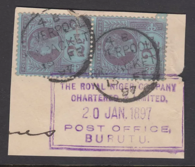 Niger Company 1897 2 1/2d QV used on piece Burutu