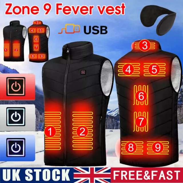 Men Women USB Electric Heated Vest Jacket Warm Up Heating Pad Cloth Body Warmer