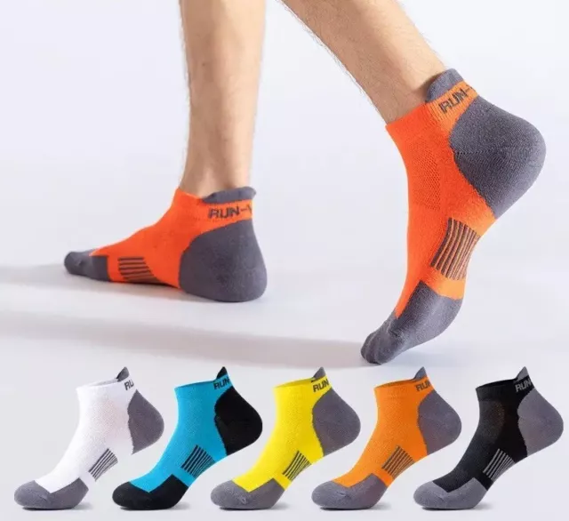 Mens 5 Pack Running Socks Cushioned Ankle Sports Trainer Sock