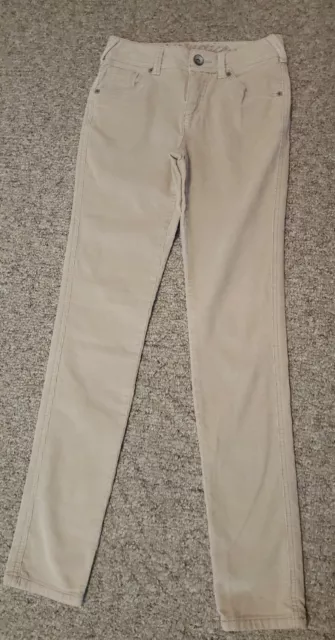 JUSTICE Girl's Beige Slim Fit Straight Leg Stretch Corduroy Pants size 14