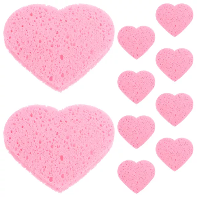 10 PCS Cleansing Sponge Cellulose Face Sponges Facial Heart-shaped