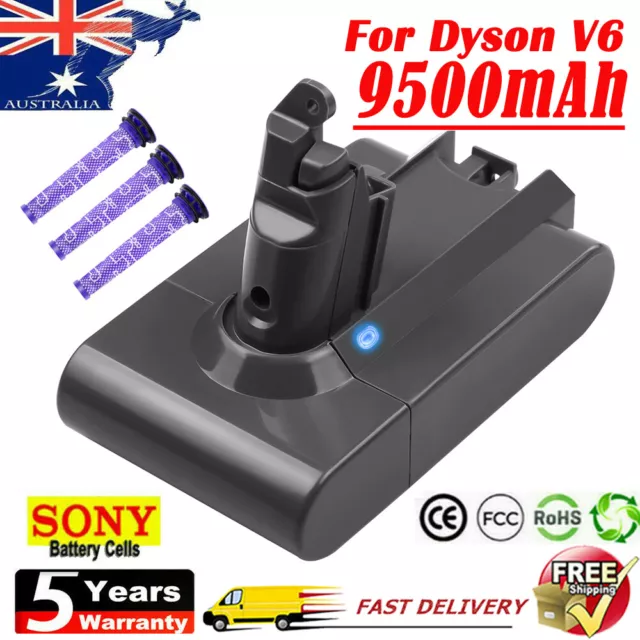 For Dyson V6 9500mAh Li-ion Battery DC58 DC59 DC62 SV03 Absolute Handheld Filter