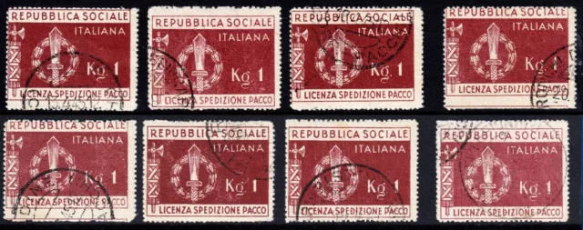 1944 - Franchigia Militare - Lotto di 8 Pezzi - n.1 - usati - Firmati Raybaudi