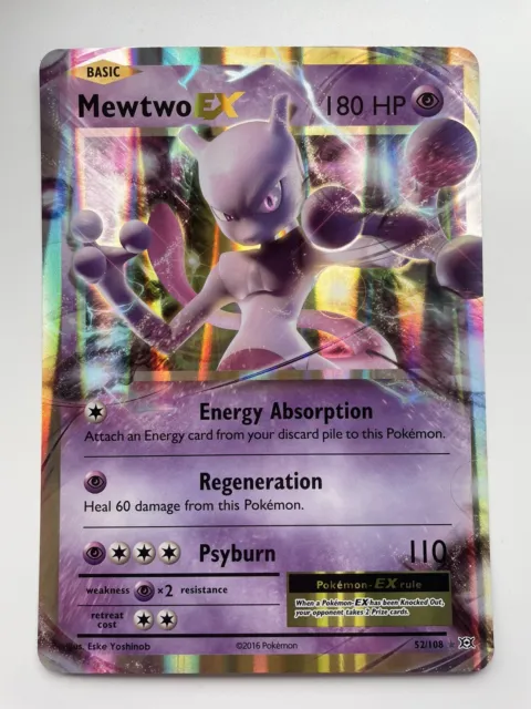 Mewtwo EX 52/108 Jumbo Full Art Holo Rare Pokemon TCG