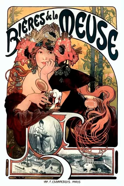 Poster Manifesto Locandina Pubblicitaria d' Epoca Stampa Vintage  Art Nouveau