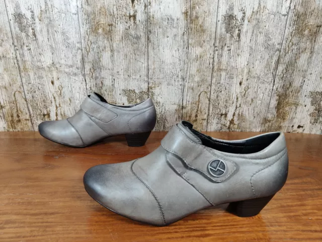 Josef Seibel Womens Grey Leather Heels Shoes Size 6.5 UK 40 EU