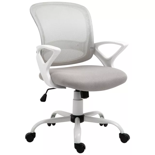 Vinsetto Mesh Task Swivel Chair Home Office Desk w/ Lumbar Back Support, Grey