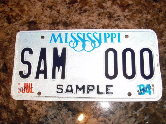 Mississippi Sample License Plate Sample