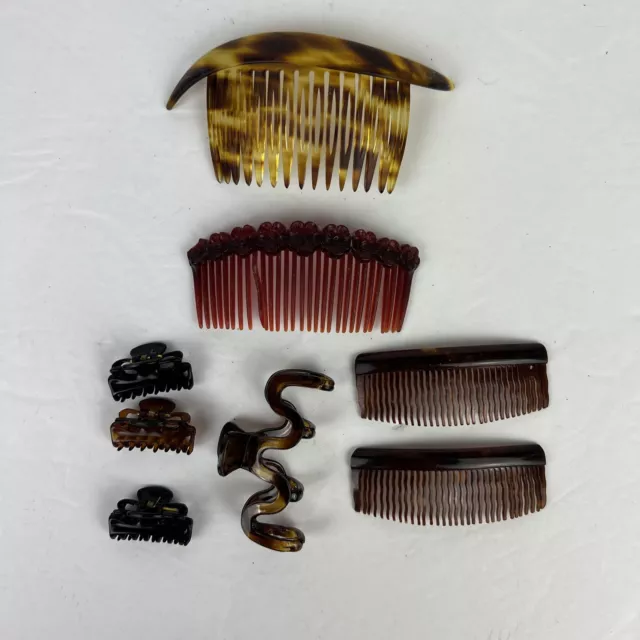 Lot Of Vintage Hair Combs Clips Kant France