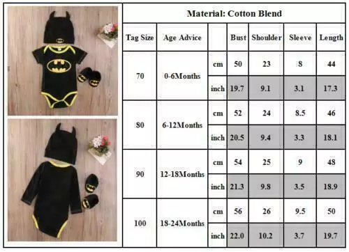 Neugeborene Baby Batman Strampler Overall Kleidung Schuhe Hut Outfit Set Kostüm 2