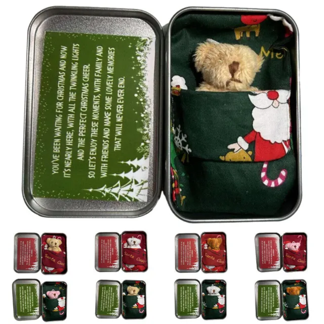 Christmas Mini Pocket Bear Soft Teddy Bear in a Tin Box Kids Birthday Xmas Gift