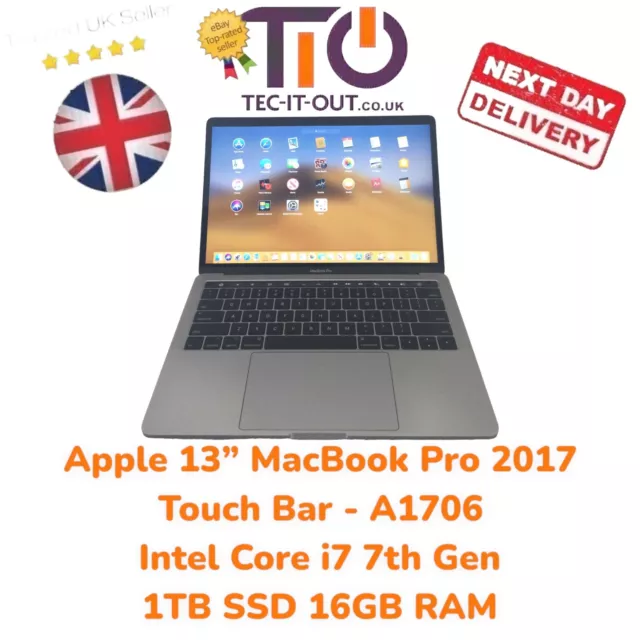 Apple 13" MacBook Pro 2017 Touch Bar Intel i7 7th Gen 1TB SSD 16GB RAM - A1706