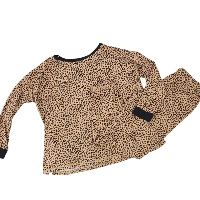 Donna Karan Sleepwear Pajama Medium Leopard Animal Print Brown Black Winter