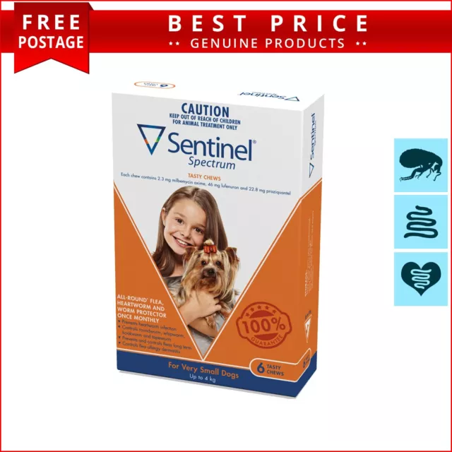 Sentinel Spectrum Tasty Chews Up To 4Kg (Orange) For Very Small Dogs  6 Chews