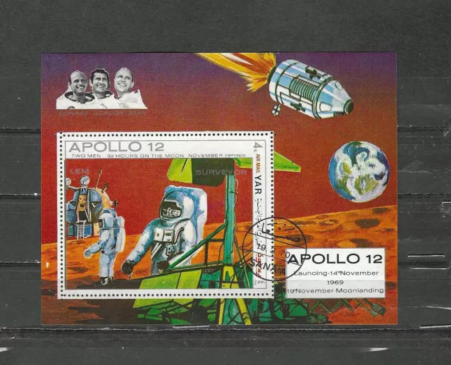 Yemen , Arab Republic , 1970 , Apollo 12 , Space , S/S, Perf , Cto