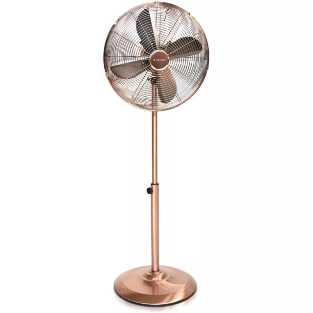 Ventilador de pie de metal con altura e inclinación ajustable - diseño de cobre