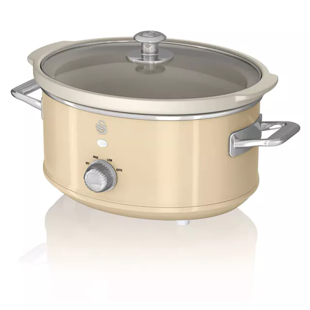 Retro Olla Cocción Lenta 3,5L Recipiente Extraíble, Antiadherente, Slow Cooker