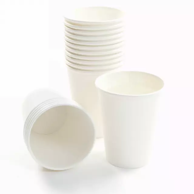 WHITE COFFEE/TEA CUPS & SIP LIDS Disposable Paper 8oz Catering 2