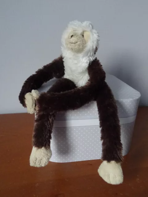 Doudou Singe   Pantin Keel Toys  33Cm  Peluche Duvet Marron Beige Mains Velcro