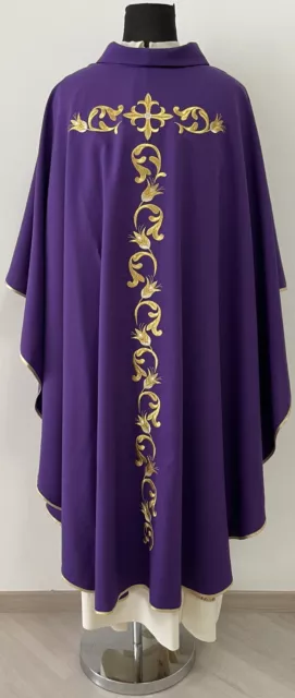 Casula Vaticano Viola Ricamo Dorato - Violet Chasuble - Kasel Violett