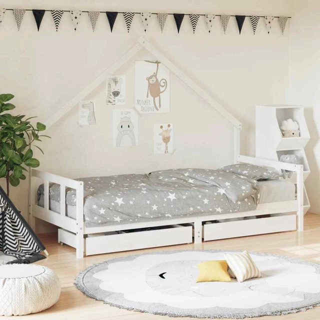 Lot De 2 Tiroirs Sous Le Lit En Pin Massif - Blanc, 65x55x17 Cm - Rangement Pratique Avec Roulettes