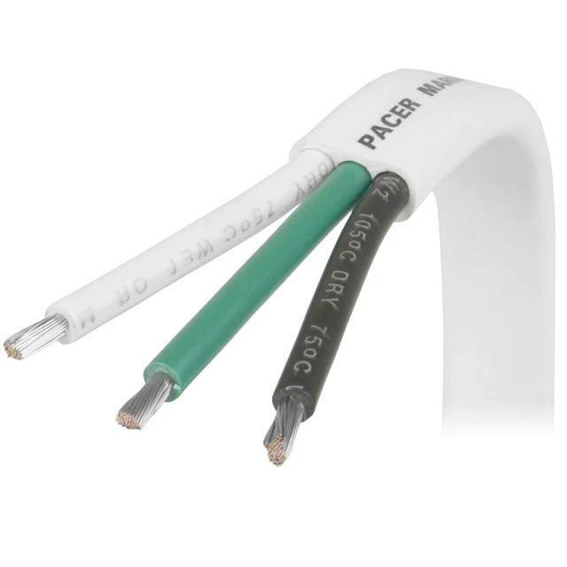 Pacer 12/3 AWG Triplex Cable - Black/Green/White - 100#39