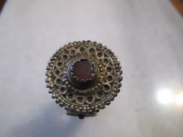 Antique Byzantine Georgian  Silver  Ring With Carnelian Stone