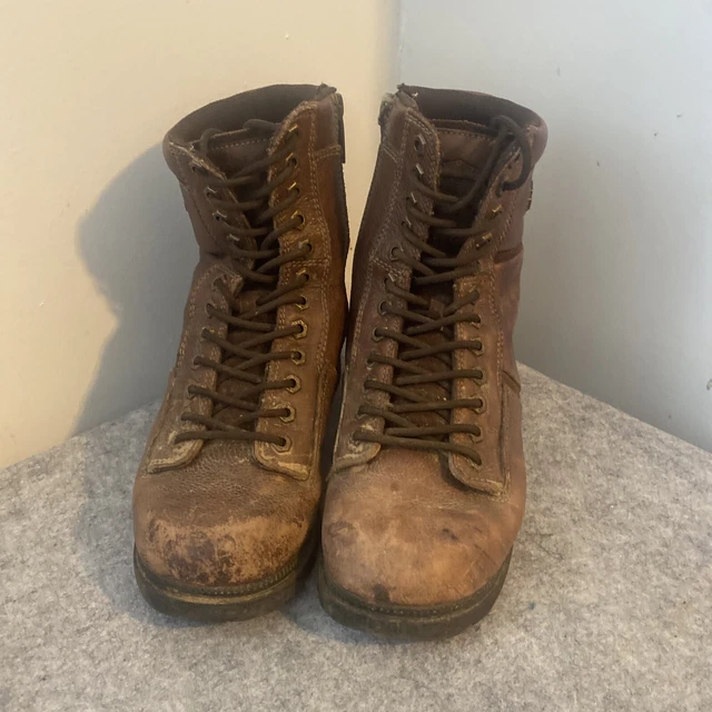 Harley Davidson Brown Leather Moto Women Boots Size 10