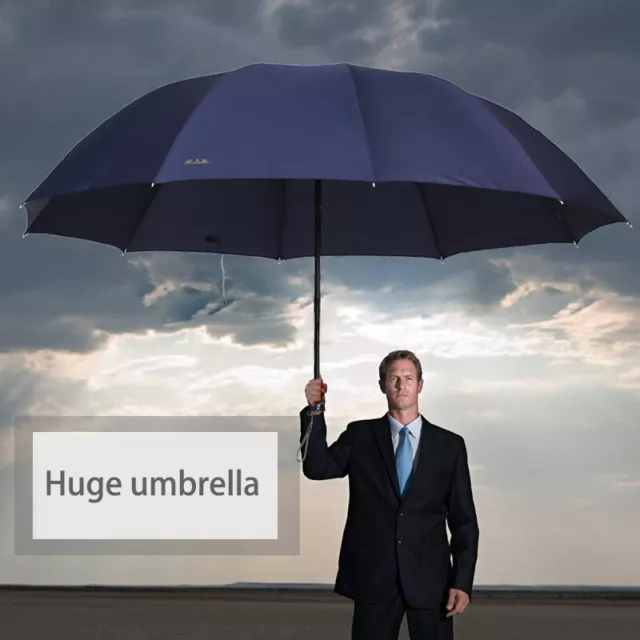 60" Men Women Hugh Umbrella 3 Folding Big Umbrella Windproof Suit 2-3 People New