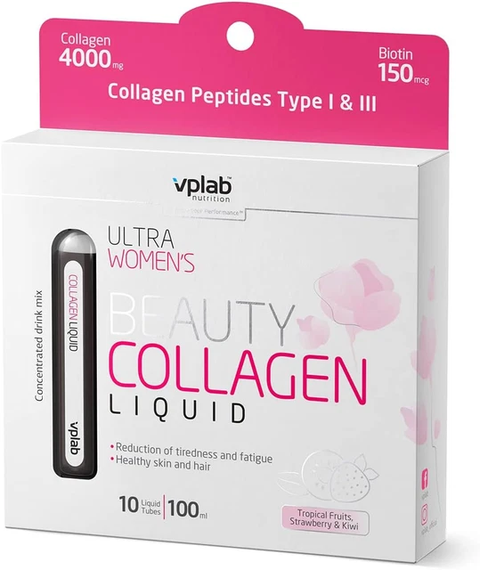 VPLAB ULTRA WOMEN'S Beauty Liquid Collagen Tubes 4000 Mg - 10Pcs ...