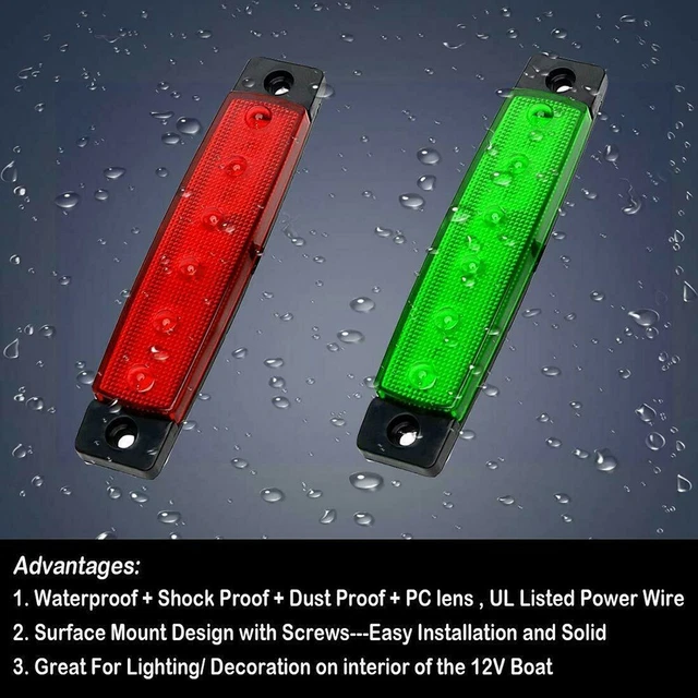 120 Lumens Clignotant Rouge + Vert Stern Léger Côté Marquage 6LED 12V Uesful 3
