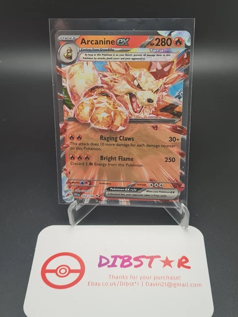 Pokemon Arcanine Ex Double Rare Holo 032/198 Scarlet Violet Mint Condition