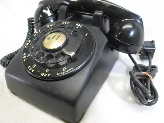 Vintage 1940's Bell System/Western Electric black rotary dial desk telephone 3