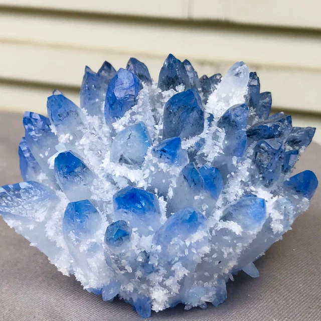 366g  New Find blue Phantom Quartz Crystal Cluster Mineral Specimen Healing 10