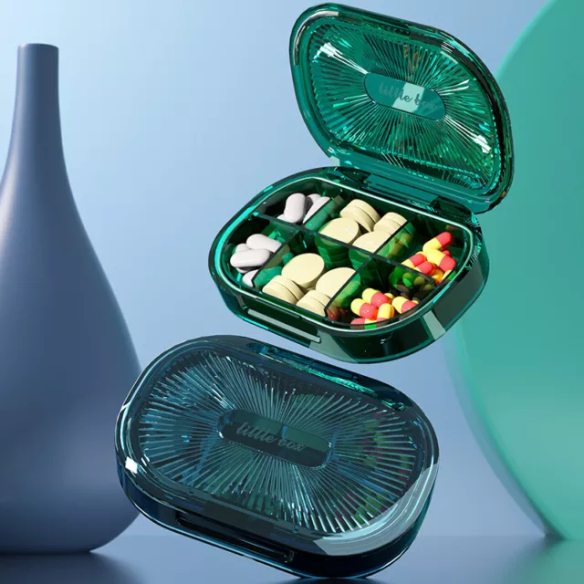 Caja de almacenamiento organizador de píldoras de 4/6 rejillas conveniente estuche de medicina de viaje portátil