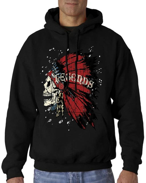 Velocitee Mens Hoodie Indian Chief Legend Skull Biker USA Motorcycle A23614
