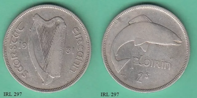 Ireland Two Shillings / Florin 1931 Silver Coin