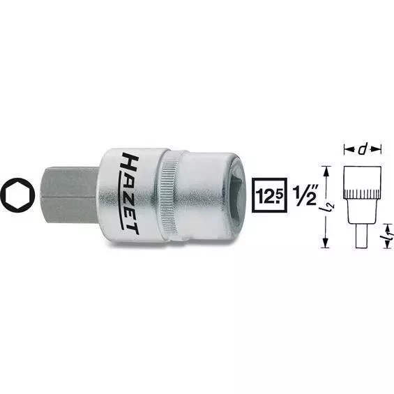 HAZET Innen Sechskant Steckschlüsseleinsatz SW14 1/2"