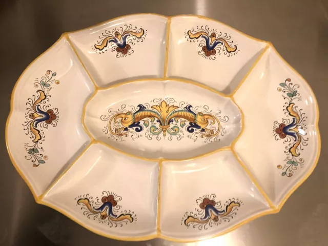 Deruta Ceramiche Platter Raffaellesco Dragon Italy XL 17.5 Oval Serving Sections