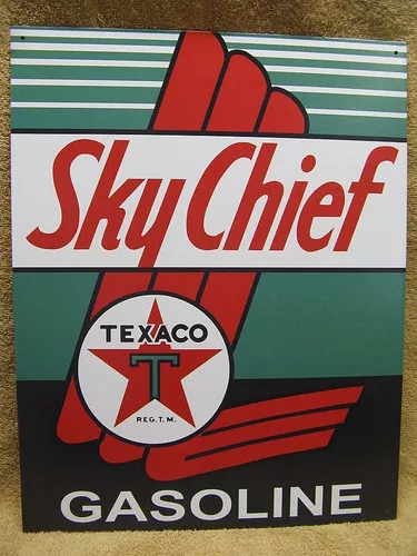 Texco Sky Chief Tin Metal Sign Decor Gas Oil Gasoline  NEW Made in USA