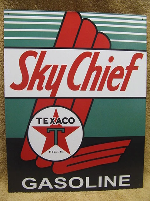 Texco Sky Chief Tin Metal Sign Decor Gas Oil Gasoline  NEW Made in USA
