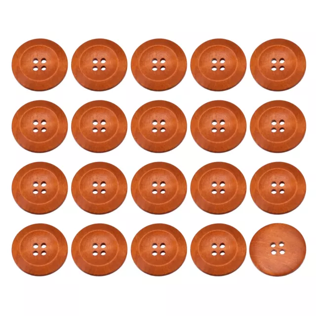 50Pcs Wooden Buttons 30mm 4 Hole Round Wood Sewing Button Craft, Brown