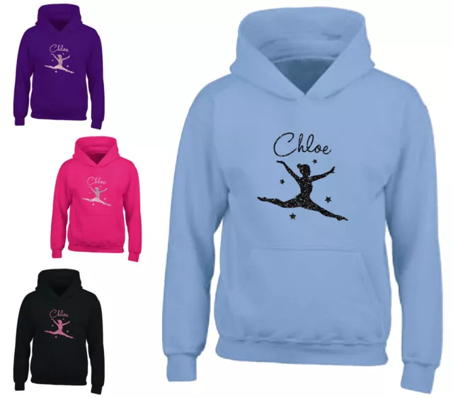 Girls Personalised Gymnastics Dance Hoody Kids Hoodies Childrens Sweatshirt