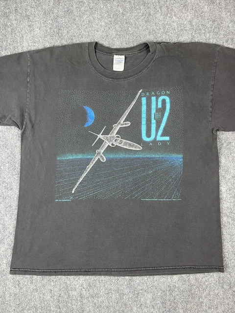 Vintage U2 Dragon Lady Blackbird Shirt Adult Extra Large Black Fade US Air Force