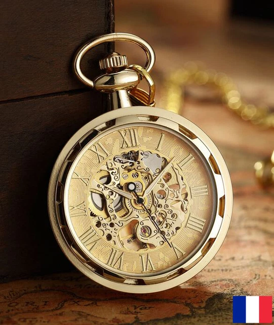 Chaîne Dorée Pour Montre De Poche Gousset – Maille Large 4,5mm – Longueur 25 Cm – Homme